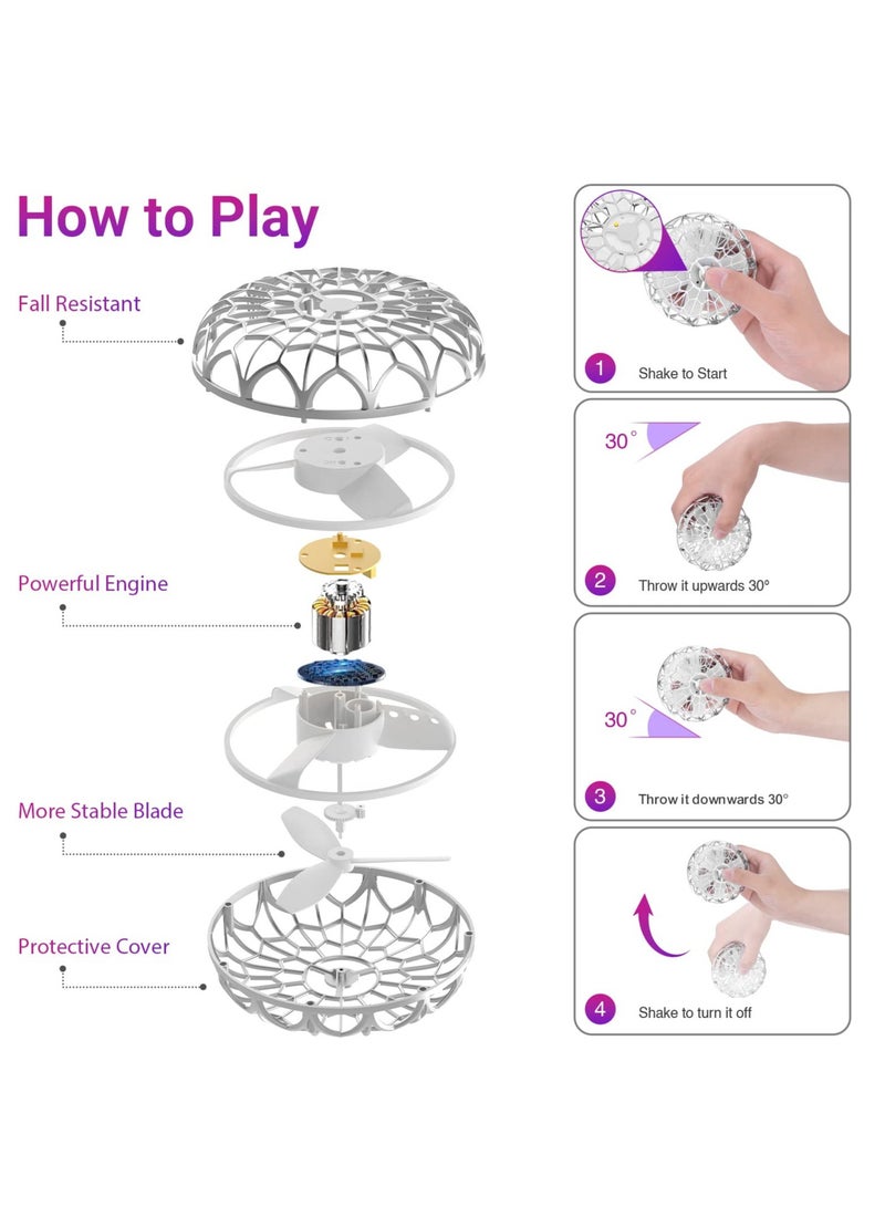 360° Rotating Flying Orb Ball Toys, Hand Controlled Motion Sensor Mini Drone, Mini Drone for Kids Adult, Flying Spinner UFO with LED Light Indoor Outdoor Toys for Boys and Girls