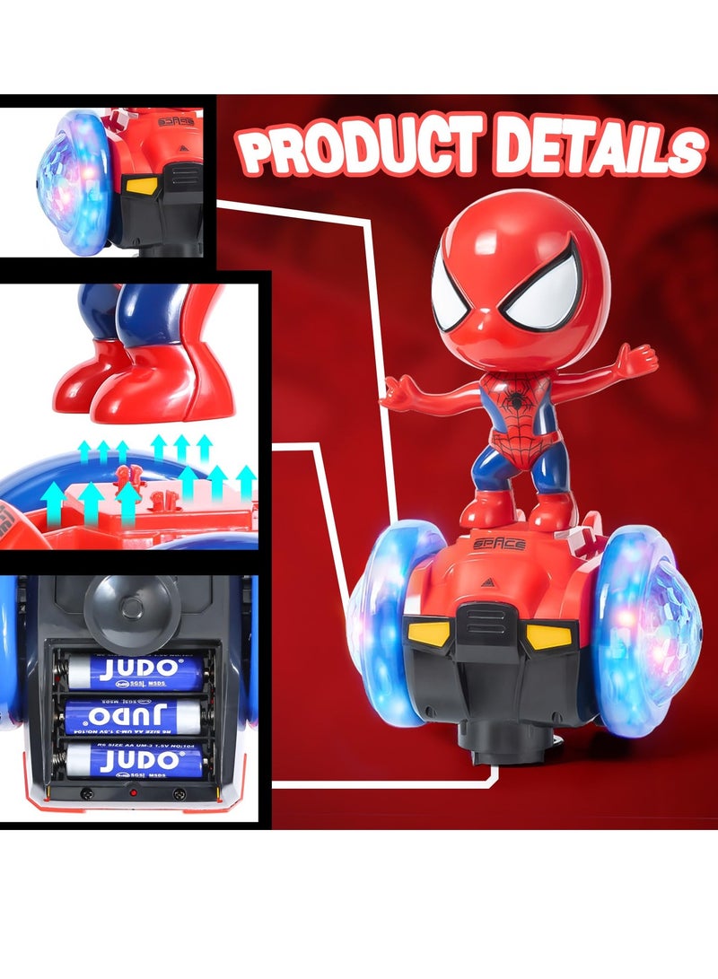 Dancing Spider Robot Toys Interactive Toy Car with Flashing Lights & Music 360 Rotation Electric Universal Balance Car Spiderman Toy Interactive Educational Children's day Gift for Boys Girls