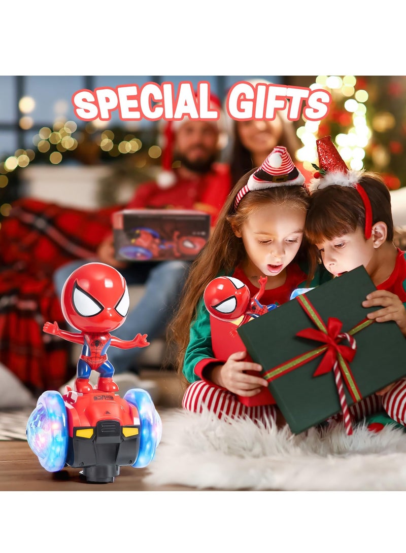 Dancing Spider Robot Toys Interactive Toy Car with Flashing Lights & Music 360 Rotation Electric Universal Balance Car Spiderman Toy Interactive Educational Children's day Gift for Boys Girls