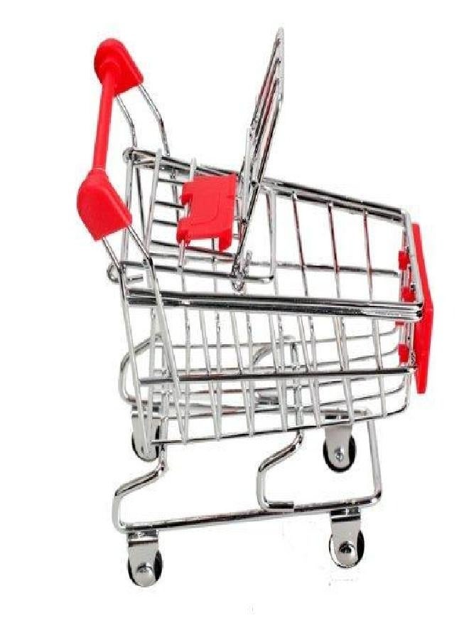 Vktech Mini Shopping Cart Supermarket Handcart Shopping Utility Cart Mode Storage Toy (Red)