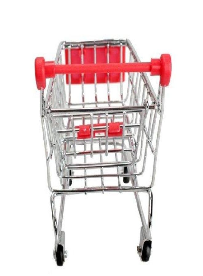 Vktech Mini Shopping Cart Supermarket Handcart Shopping Utility Cart Mode Storage Toy (Red)