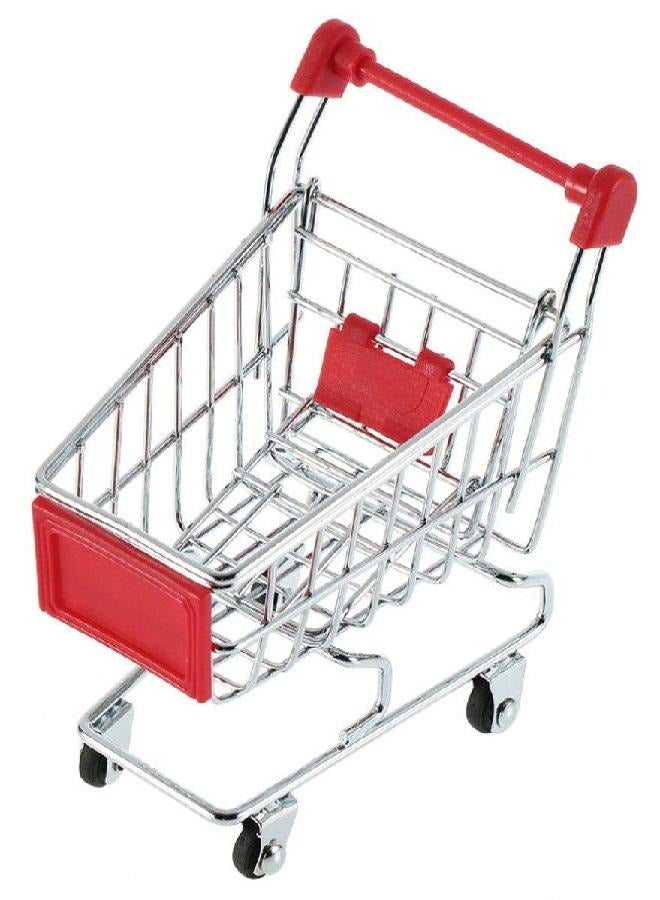 Vktech Mini Shopping Cart Supermarket Handcart Shopping Utility Cart Mode Storage Toy (Red)