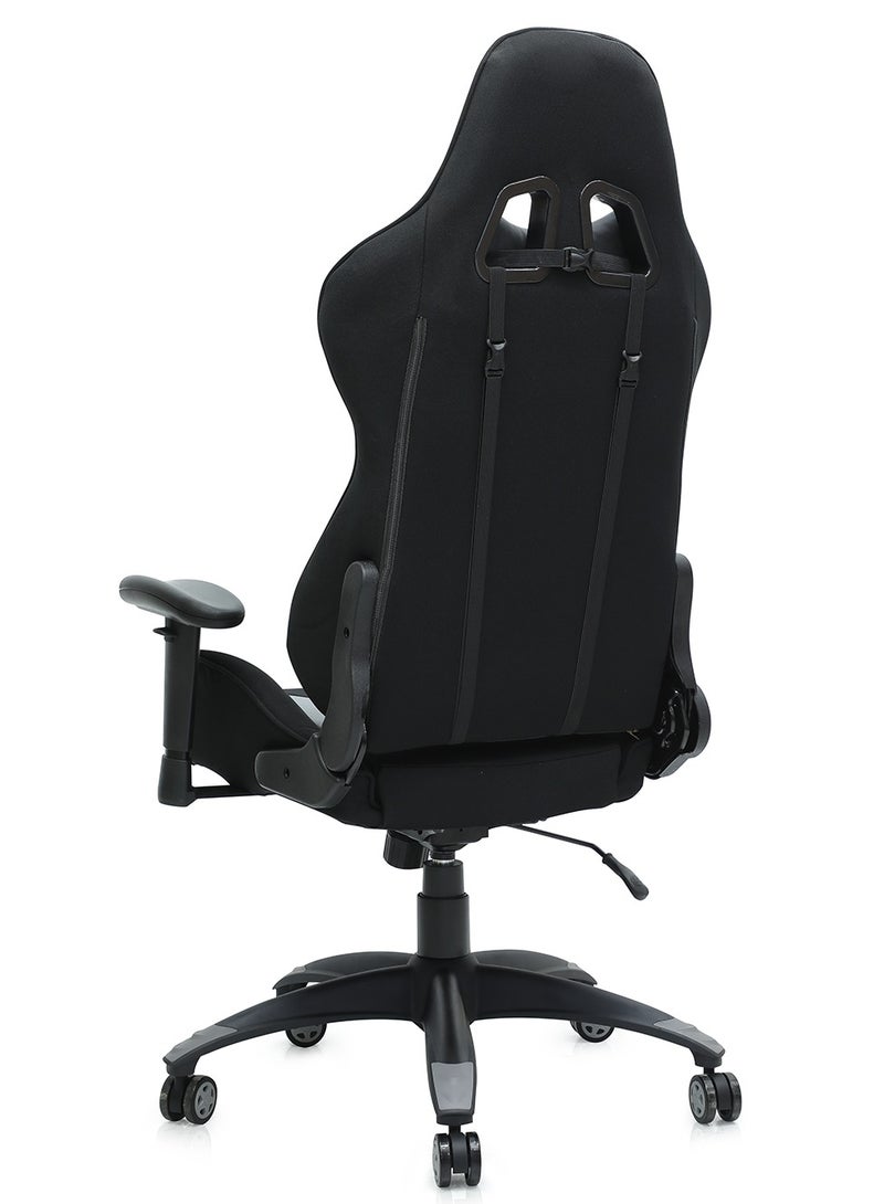 multi home furniture Heavy Duty Steel High-Back Racing Style With Pu Leather Bucket Seat Headrest, Lumbar Support, Steel 13-Star Base , Compatible With E-Sports Chair MH-1008-BLACK/GREY