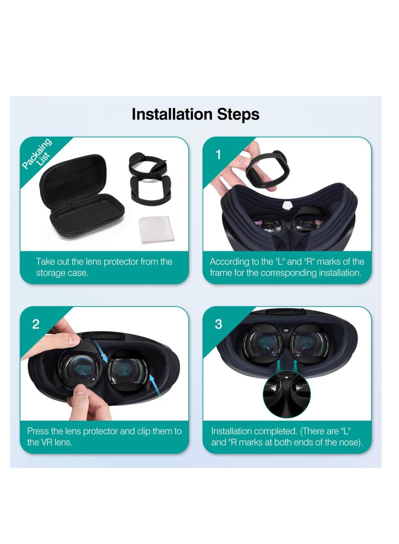 Lens Protector Cover for Playstation VR2, Rubber Lens Protector,  Easy to Wash and Air Dry Soft Silicone Dust Proof & Anti-Scratch Cover for PSVR2, Anti-Scratch Glasses Bumper (Black)