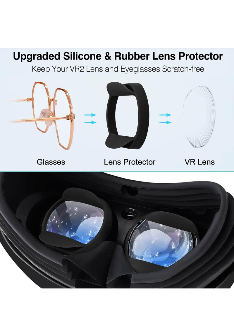 Lens Protector Cover for Playstation VR2, Rubber Lens Protector,  Easy to Wash and Air Dry Soft Silicone Dust Proof & Anti-Scratch Cover for PSVR2, Anti-Scratch Glasses Bumper (Black)