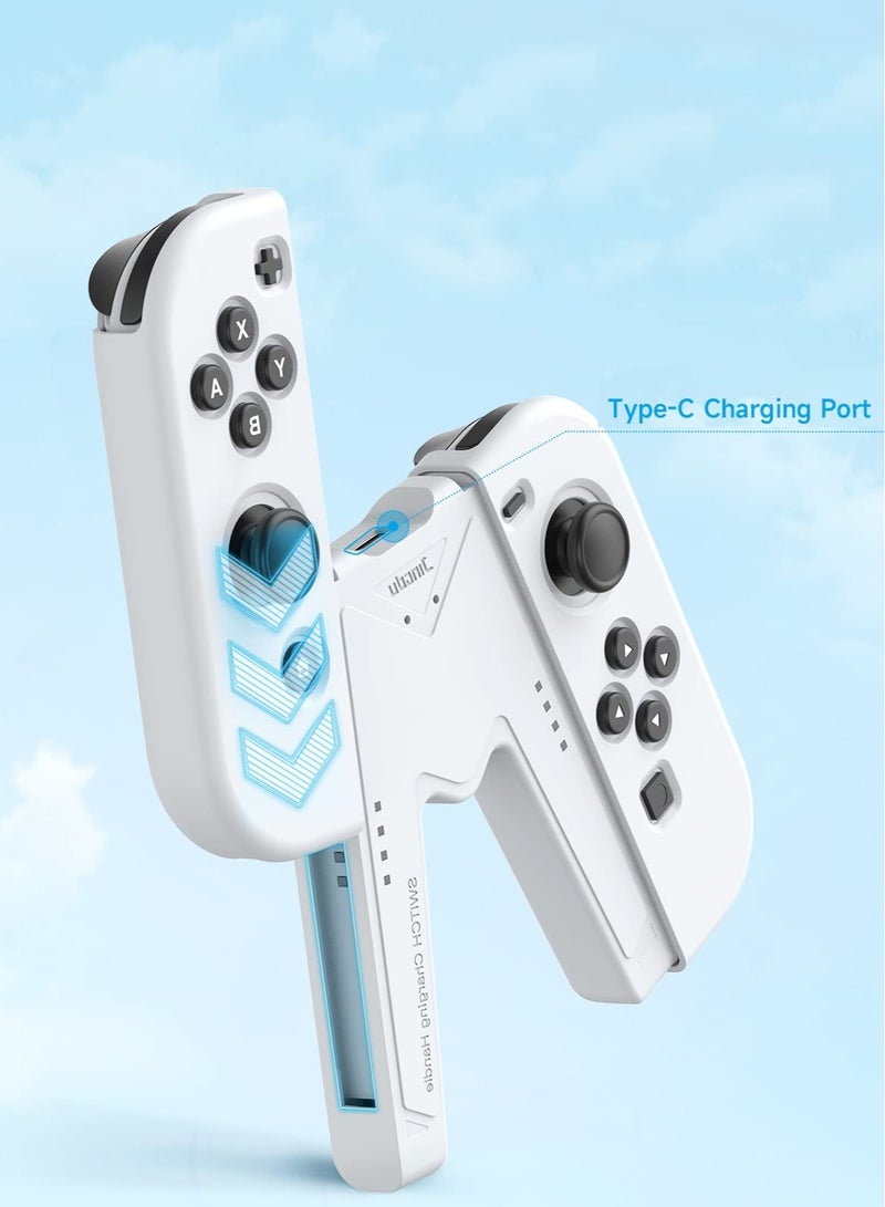 Switch Joy-Con Charging Grip,Station Controller Charger Compatible, Comfort Joycon Grip for Joy-con,Speed Charge While Play (White)