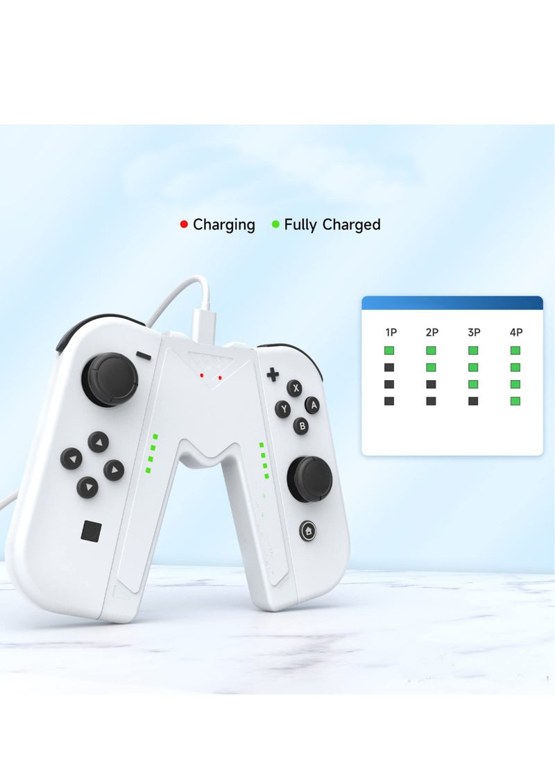 Switch Joy-Con Charging Grip,Station Controller Charger Compatible, Comfort Joycon Grip for Joy-con,Speed Charge While Play (White)