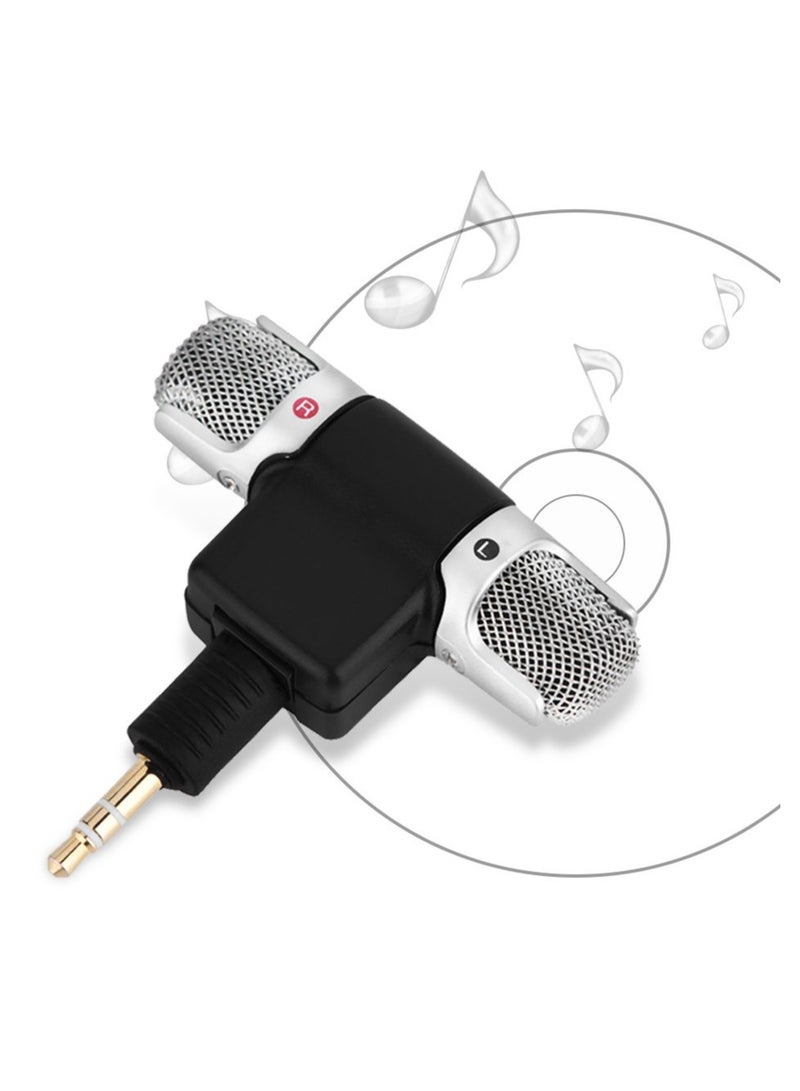 Mini Stereo Condenser Microphone, Omnidirectional Condenser Microphone with 3.5mm Gold-plating Plug Jack for PC Laptop MD Camera