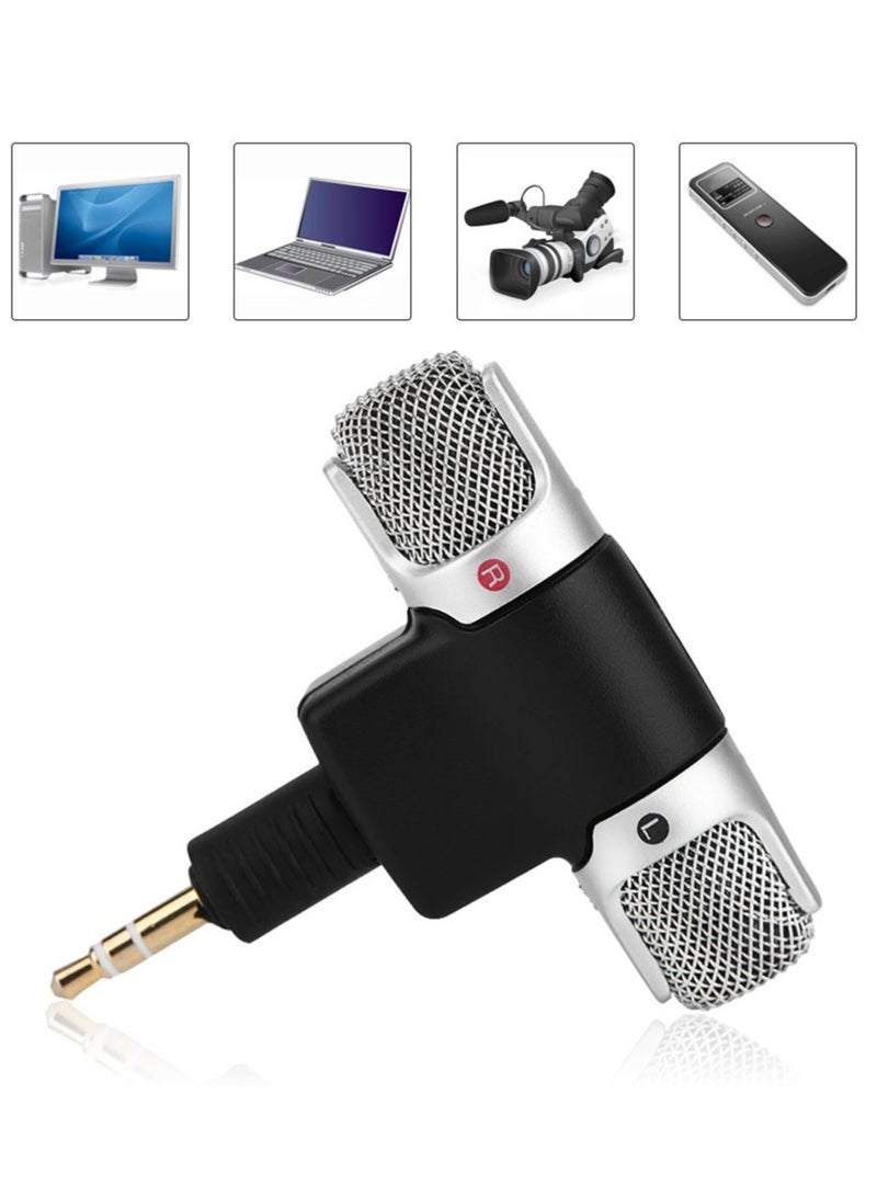 Mini Stereo Condenser Microphone, Omnidirectional Condenser Microphone with 3.5mm Gold-plating Plug Jack for PC Laptop MD Camera