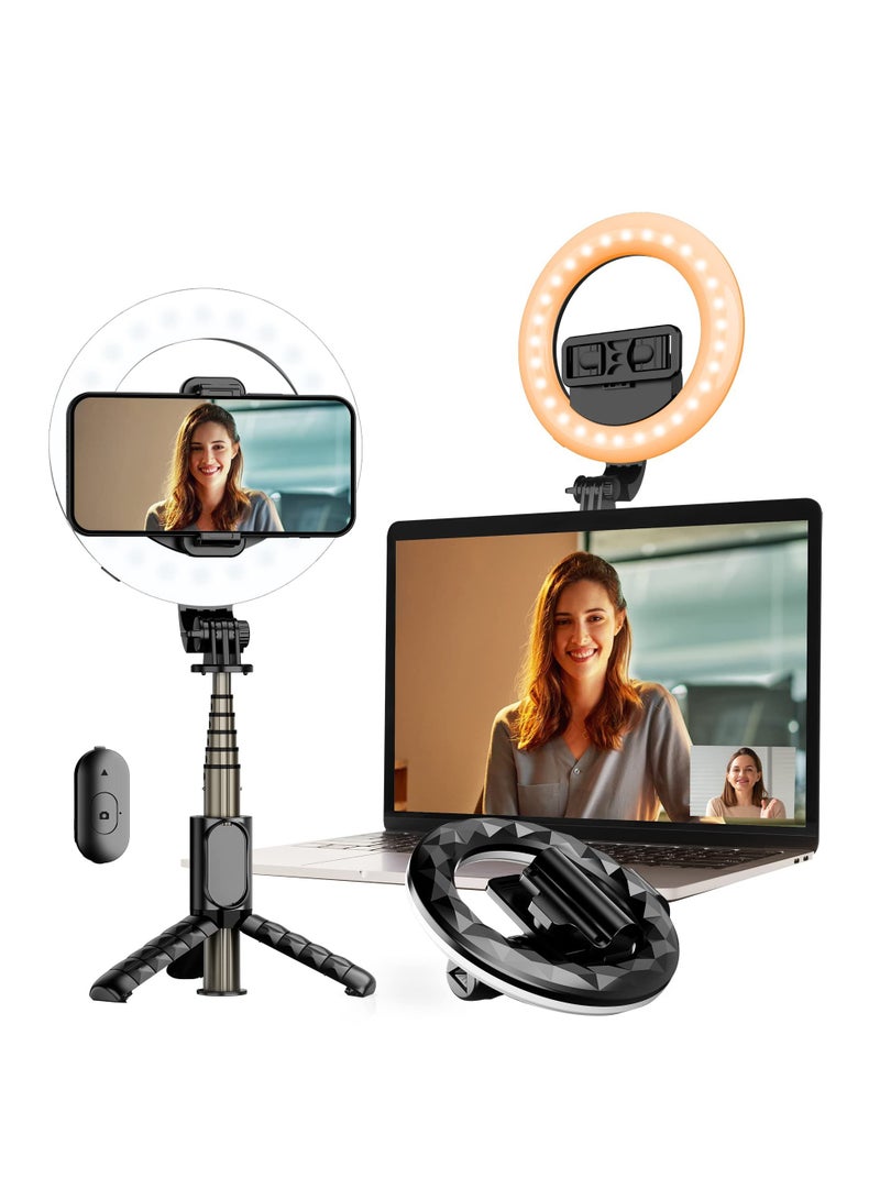 Video Light, LED Camera Light Computer Video Conference Light, Portable Selfie Light High Power 3000mAh Rechargeable/CRI 95+/3 Lights Modes/3 Bases for Phone, iPhone, Zoom, Picture, Makeup (with Clip)