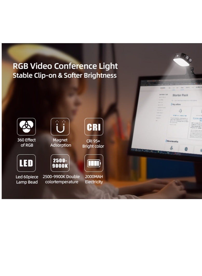 Magnetic RGB Video Light, PHOTOOLEX Tofu Black knight Camera Light Mini 360° Full-Color LED Light for GoPro Studio Streaming Tiktok Vlog