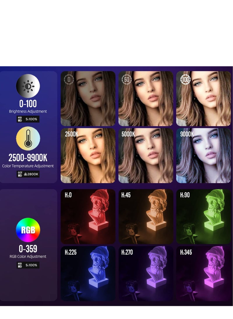 Magnetic RGB Video Light, PHOTOOLEX Tofu Black knight Camera Light Mini 360° Full-Color LED Light for GoPro Studio Streaming Tiktok Vlog