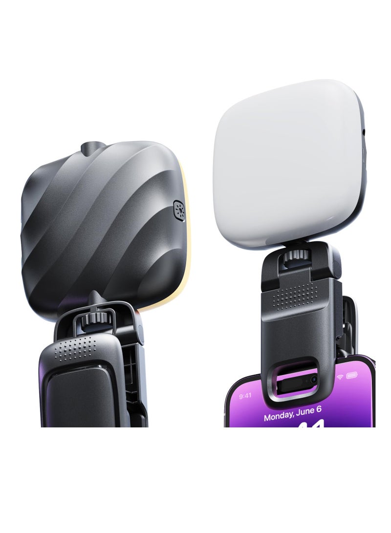 LED Video Light, Selfie Light with Front & Back Phone Clip, Selfie Light for iPhone, with 3 Light Modes, Portable Light for TikTok, Makeup, Vlog, Selfie, Live Stream