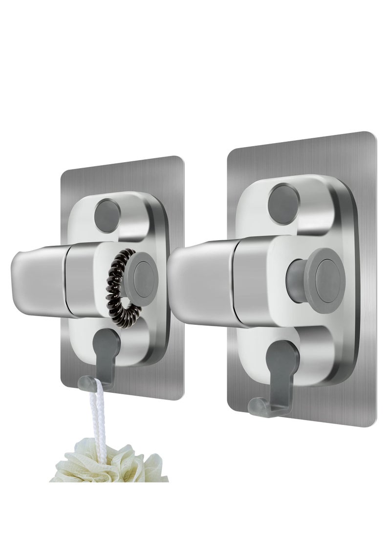 Shower Head Holder, 2 Pack Strong Adhesive Waterproof Handheld Shower Holder, Adjustable Shower Head Holder, Silver
