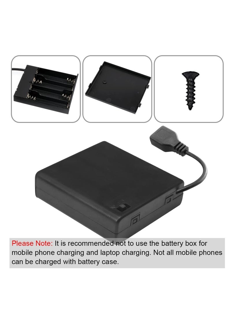DKARDU 4 AA Battery Holder USB Switch, 4 PCS 6V USB Female Socket, Battery Case Box Holder On/Off Switch for RC Cars LED Light ( 4 x 1.5V)