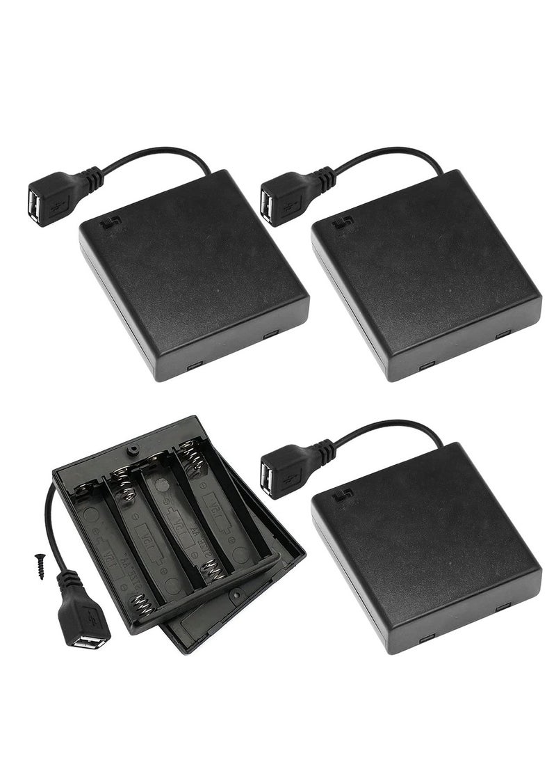 DKARDU 4 AA Battery Holder USB Switch, 4 PCS 6V USB Female Socket, Battery Case Box Holder On/Off Switch for RC Cars LED Light ( 4 x 1.5V)