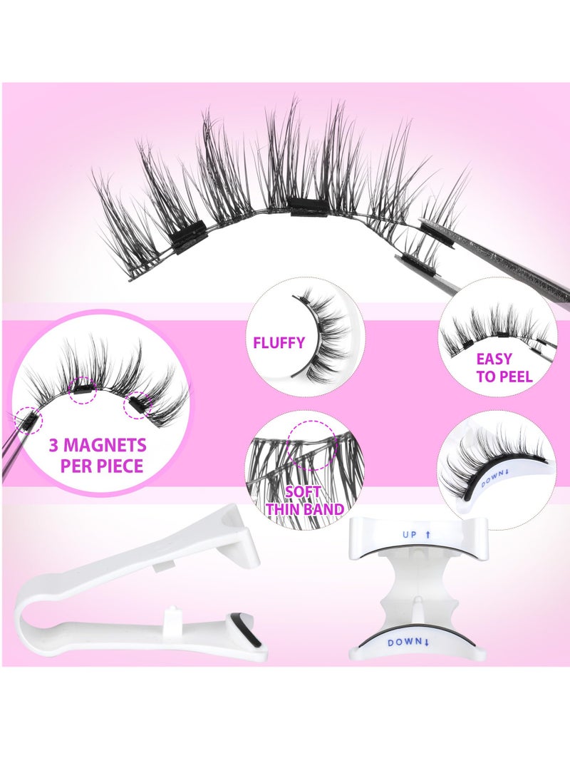Natural Magnetic Eyelashes - Reusable Magnetic Lashes Kit with Applicator for a Wispy False Eyelashes Look, No Glue or Liner Needed (1 Pair)