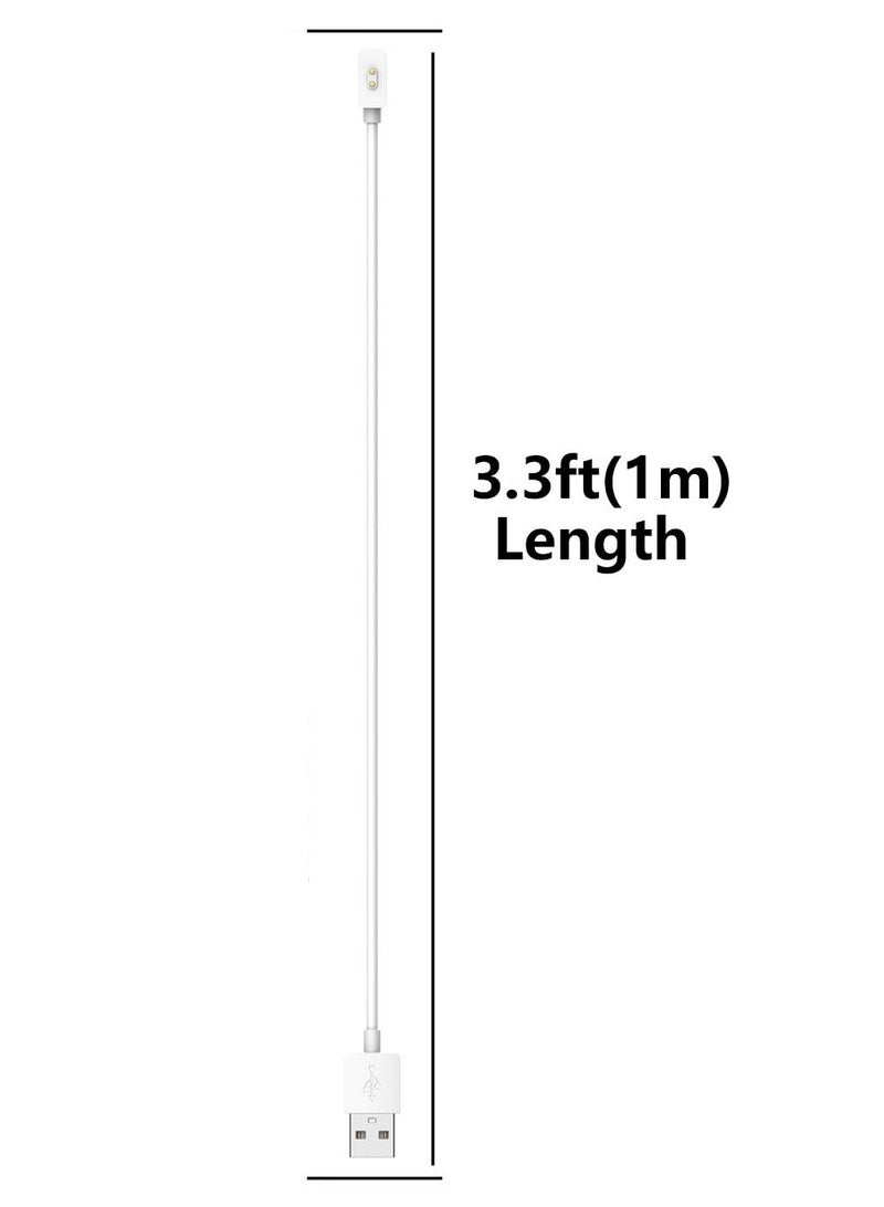 2 Pack Magnetic Charging Cable Compatible with Xiaomi Mi Band 8 and for Redmi Band 2/Watch 3 Lite/Watch 3 Active, 3.3ft USB Charging Cable Stand Dock Smartwatch Accessories (White)