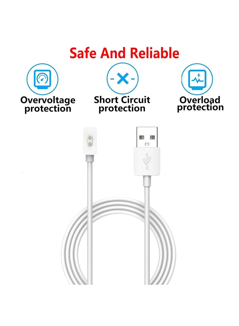 2 Pack Magnetic Charging Cable Compatible with Xiaomi Mi Band 8 and for Redmi Band 2/Watch 3 Lite/Watch 3 Active, 3.3ft USB Charging Cable Stand Dock Smartwatch Accessories (White)