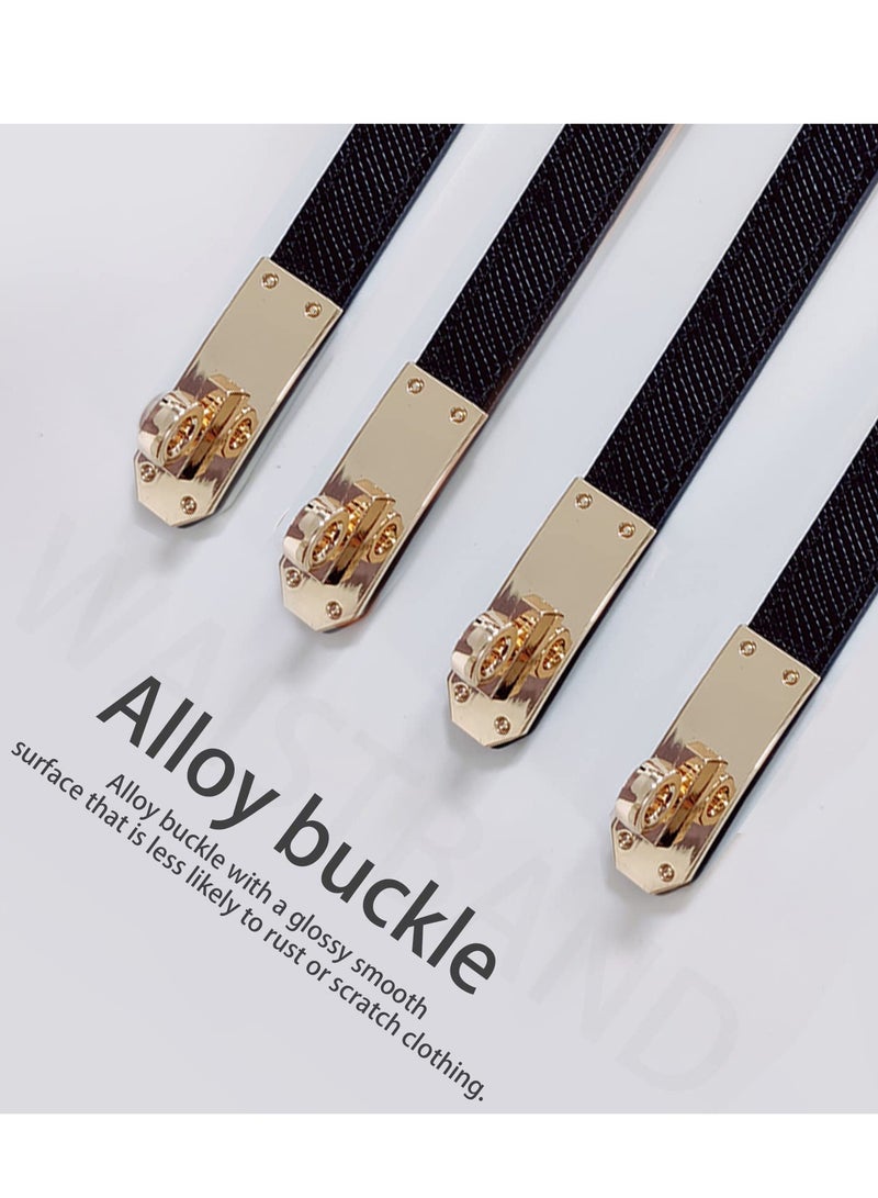 1 Pack Leather Skinny Women Belt, Thin Waist Belt, Women Skinny Leather Belt with Gold Buckle