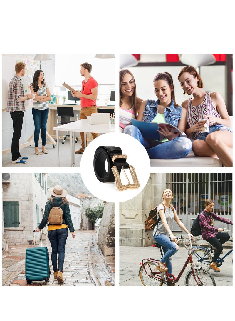 2 pcs Leather Western Belts for Women, Ladies Vintage Design, Leather Waist Plus Size Belt for Pants Dresses (Black, White)