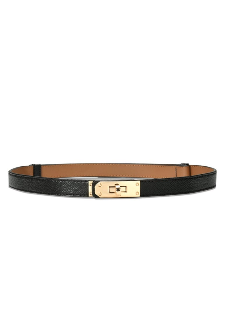 1 Pack Leather Skinny Women Belt, Thin Waist Belt, Women Skinny Leather Belt with Gold Buckle