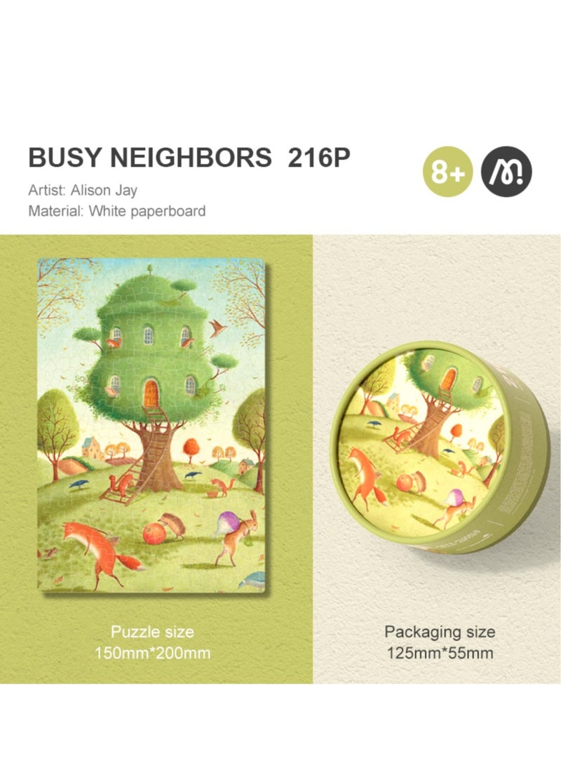 Animals Gift Box Jigsaws, Floor Puzzle for Kids Age 5-8 Year Olds,  Round Jigsaw Puzzles DIY Gifts Games Birthday Gift Idea for Toddler Children Ages 3 Years Plus, 216 Piece