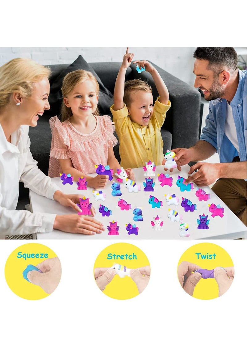 Mochi Squishy Toys, 25Pcs Unicorn Kawaii Squishies Fidget Toys Pack - Stress Relief Toys Party Bags Fillers for Boys Girls Birthday Party Favors Gifts