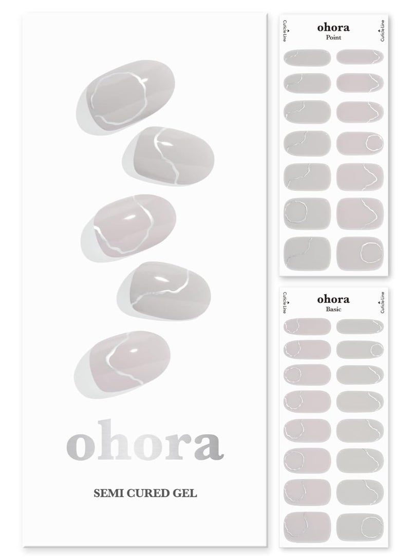 ohora Semi Cured Gel Nail Strips (N Silky Way) - Works with Any Nail Lamps, Salon-Quality, Long Lasting, Easy to Apply & Remove - Includes 2 Prep Pads, Nail File & Wooden Stick