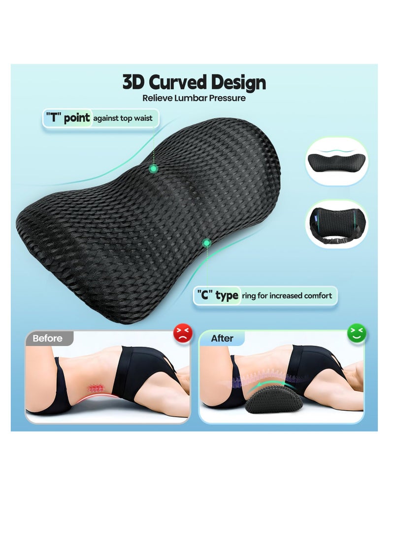 Memory Foam Lumbar Support Back cushion, Adjustable Strap, Improves Posture, Promotes Back Pain Relief, Balanced Firmness Designed, for Office Chair Car Seat Pain Relief