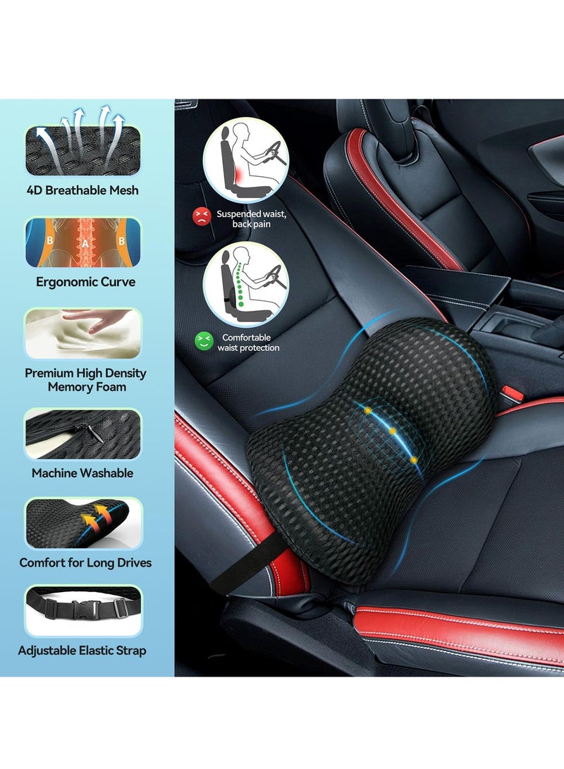 Memory Foam Lumbar Support Back cushion, Adjustable Strap, Improves Posture, Promotes Back Pain Relief, Balanced Firmness Designed, for Office Chair Car Seat Pain Relief