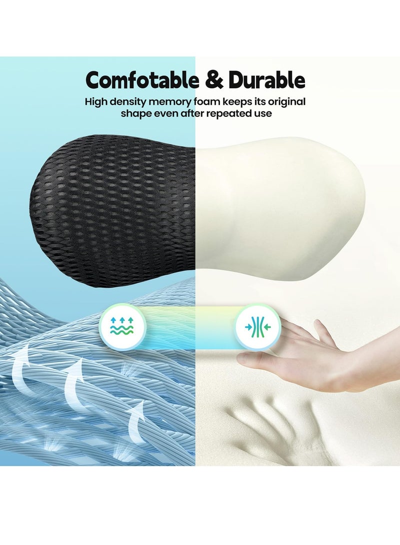 Memory Foam Lumbar Support Back cushion, Adjustable Strap, Improves Posture, Promotes Back Pain Relief, Balanced Firmness Designed, for Office Chair Car Seat Pain Relief