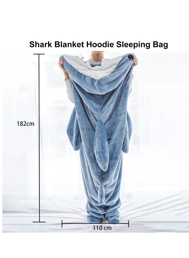 Super Soft Cozy Shark Blanket Hoodie for Adults and Children - Wearable Shark Onesie Blanket Sleeping Bag - Cosplay Shark Costume - Perfect Shark Gift for Shark Lovers