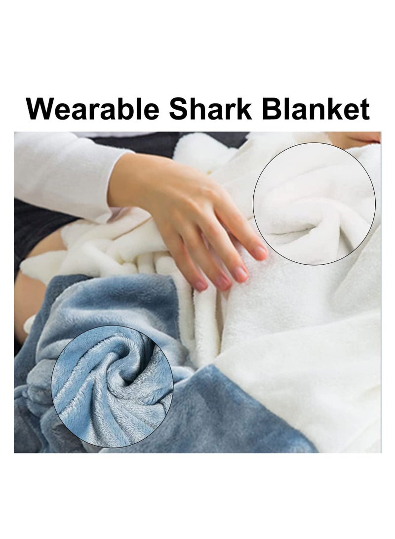 Super Soft Cozy Shark Blanket Hoodie for Adults and Children - Wearable Shark Onesie Blanket Sleeping Bag - Cosplay Shark Costume - Perfect Shark Gift for Shark Lovers