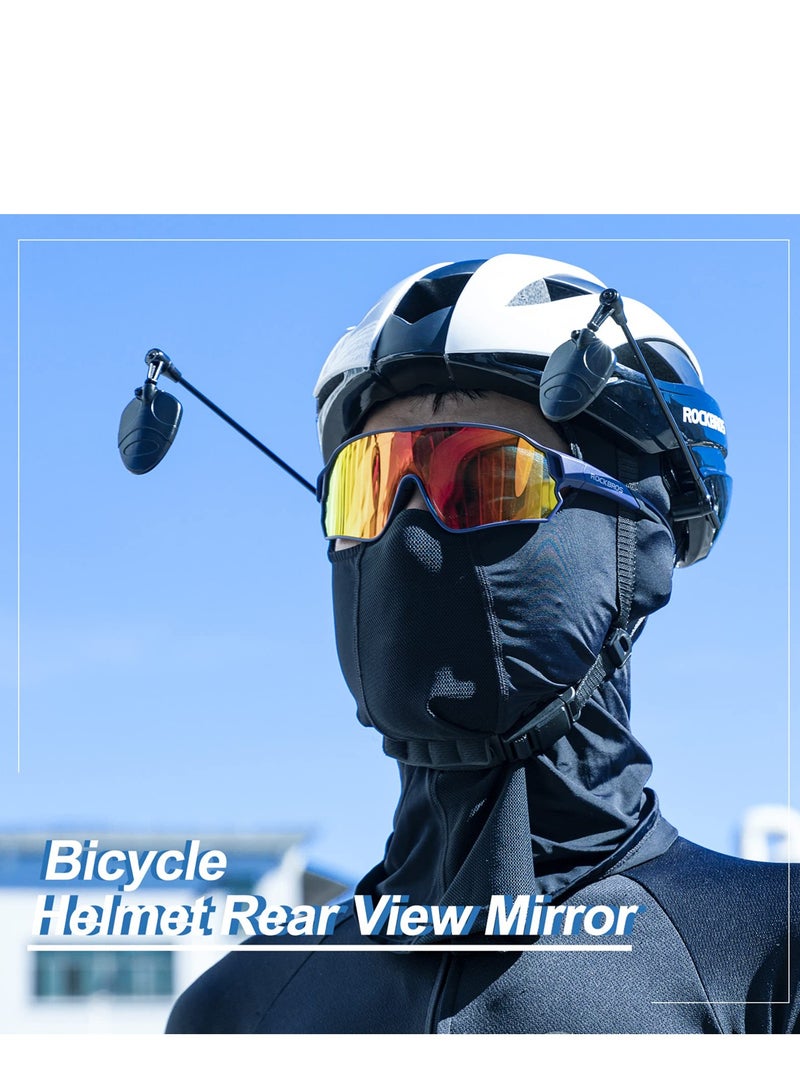 Bike Helmet Mirror, Fully Adjustable Rear View Bicycle Helmet Mirror for Cycling, Ultra-Clear Glass Safety Mirror, 360 Degree Bicycle Rear View Wide Angle Mirror (2 Pack)