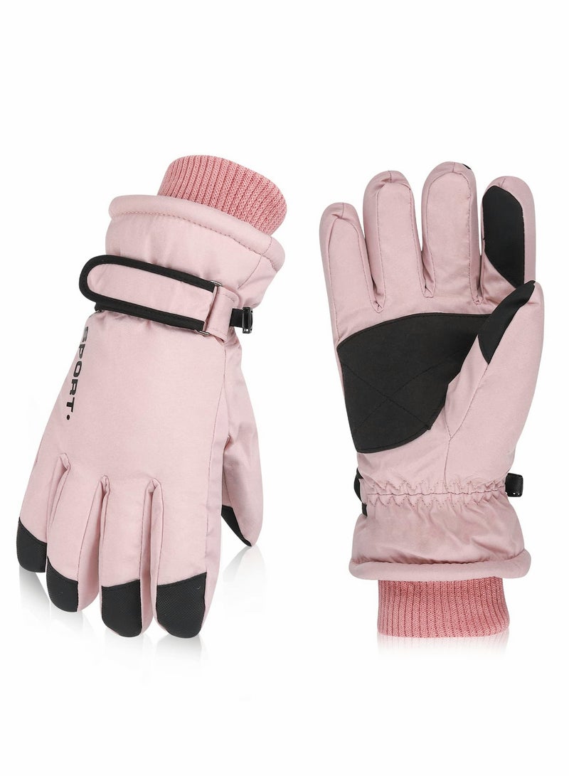 Women Ski Gloves Waterproof Thermal Gloves for Women Men Touchscreen Gloves Winter Warm Gloves Snow Sports Heat Holder Hand Warmers with Adjustable Cuff for Outdoor Cycling Hiking Skating Snowboard