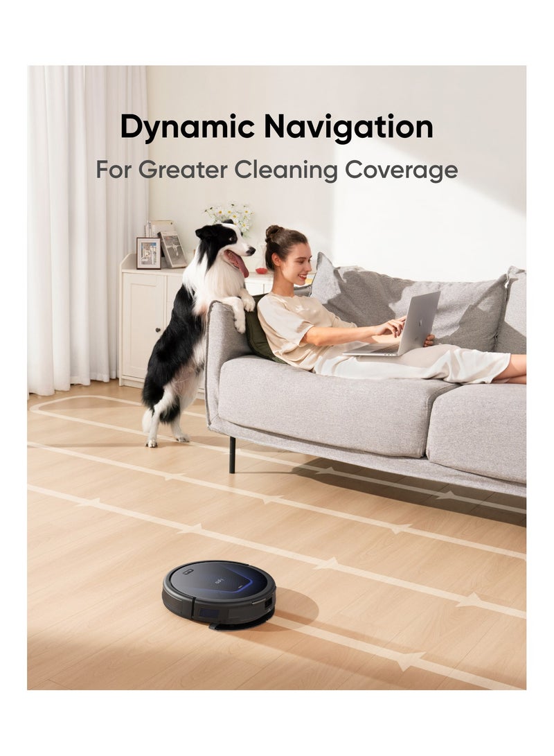 G50 Robot Vacuum With 4,000 Pa Powerful Suction, Dynamic Navigation And Pro Detangle Comb Roller Brush For Hair Cleaning, Mop Pad For Light Surface Cleaning, Perfect For Hard Floor, Pet Hair, Carpet 40 W T2212 Black