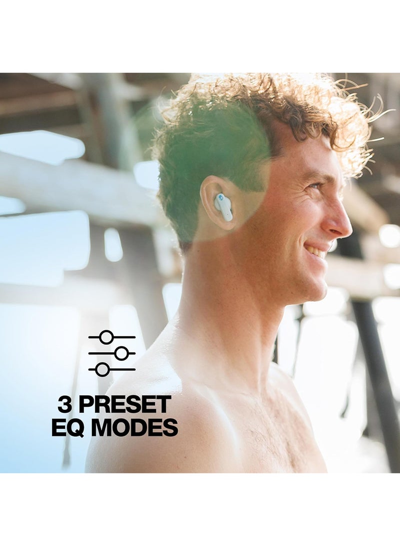 EcoBuds In-Ear Wireless Earbuds, 8 Hr Battery, Battery-Free Charging Case, Microphone, Works With iPhone Android And Bluetooth Devices Glacier