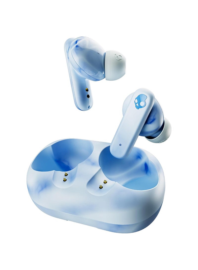 EcoBuds In-Ear Wireless Earbuds, 8 Hr Battery, Battery-Free Charging Case, Microphone, Works With iPhone Android And Bluetooth Devices Glacier
