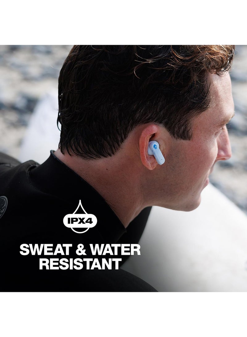 EcoBuds In-Ear Wireless Earbuds, 8 Hr Battery, Battery-Free Charging Case, Microphone, Works With iPhone Android And Bluetooth Devices Glacier