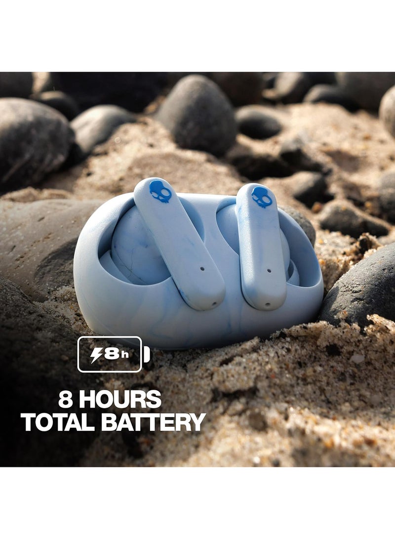 EcoBuds In-Ear Wireless Earbuds, 8 Hr Battery, Battery-Free Charging Case, Microphone, Works With iPhone Android And Bluetooth Devices Glacier