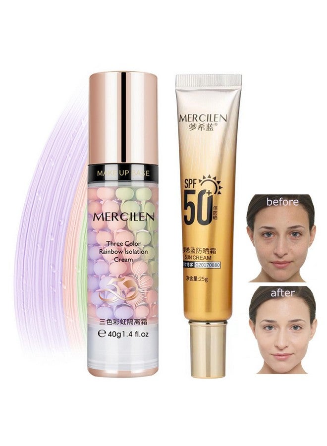 Face Primer Before Makeup Set3 Colors Makeup Primer & Sunscreen Set Pore Invisible Cream Even Skin Colour Make Foundation Fit Better And Create Stunning Makeup