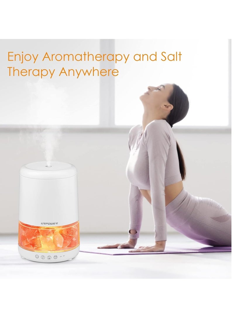 URPOWER 2-in-1 Ultrasonic Essential Oil Diffusers 230ML & Himalayan Salt Lamp Aromatherapy Diffuser Cool Mist Humidifier with 3 Brightness 100% Himalayan Pure Salt Rock Lamp for Home Office Yoga