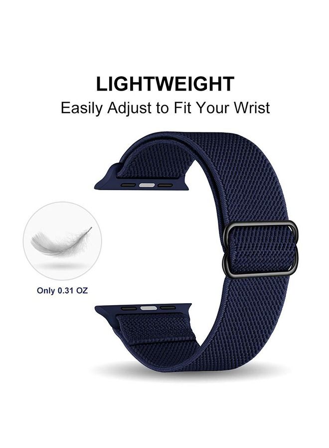 Soft Nylon Elastic Braided Strap For Apple Watch SE Series 8/7/6/5/4/3/2/1 (Navy Blue, 38mm/40mm/41mm)