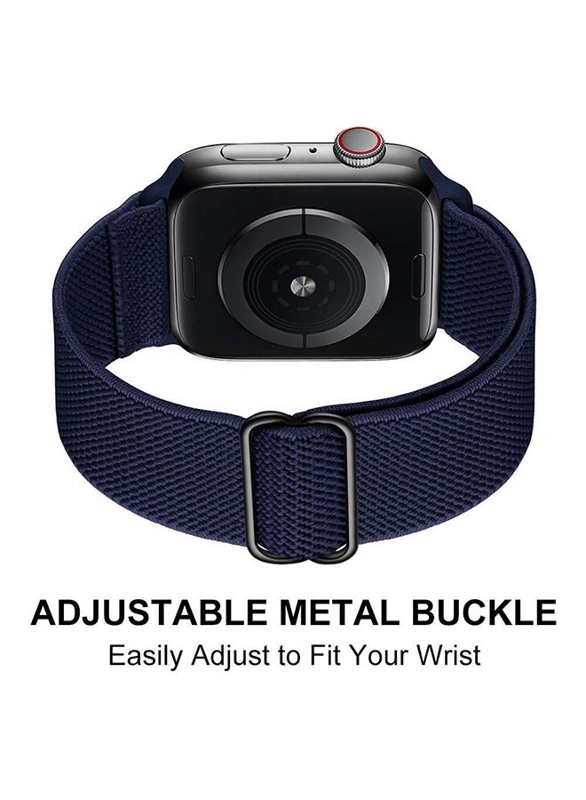 Soft Nylon Elastic Braided Strap For Apple Watch SE Series 8/7/6/5/4/3/2/1 (Navy Blue, 38mm/40mm/41mm)