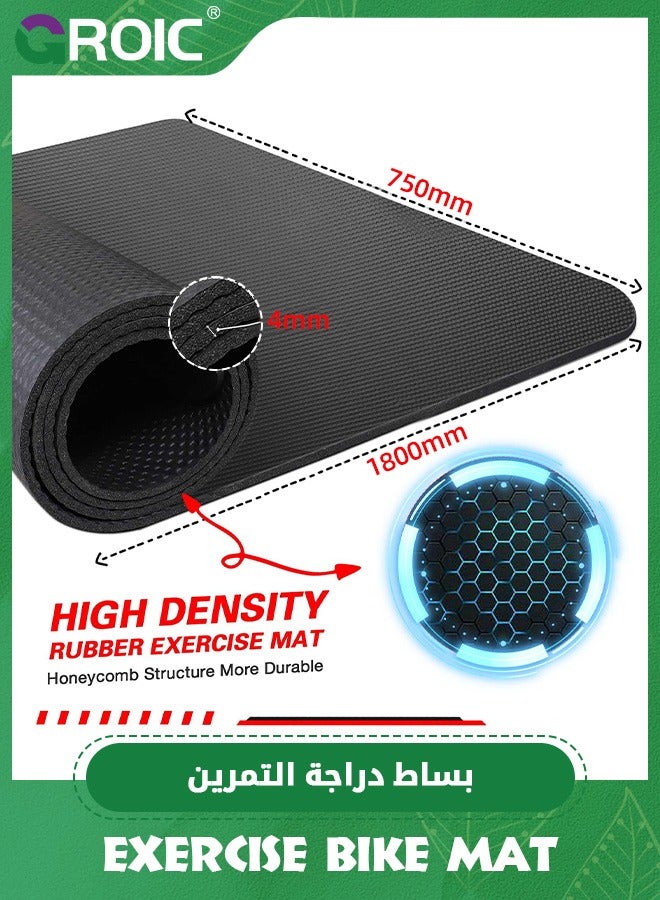 Treadmill Mat Exercise Bike Mat Compatible with Peloton Bike Elliptical Treadmill 4mm Thick Mat Pad for Stationary Indoor Gym Equipment,Bike Trainer Mat Pad,Gym Equipment Mat(180*75cm)