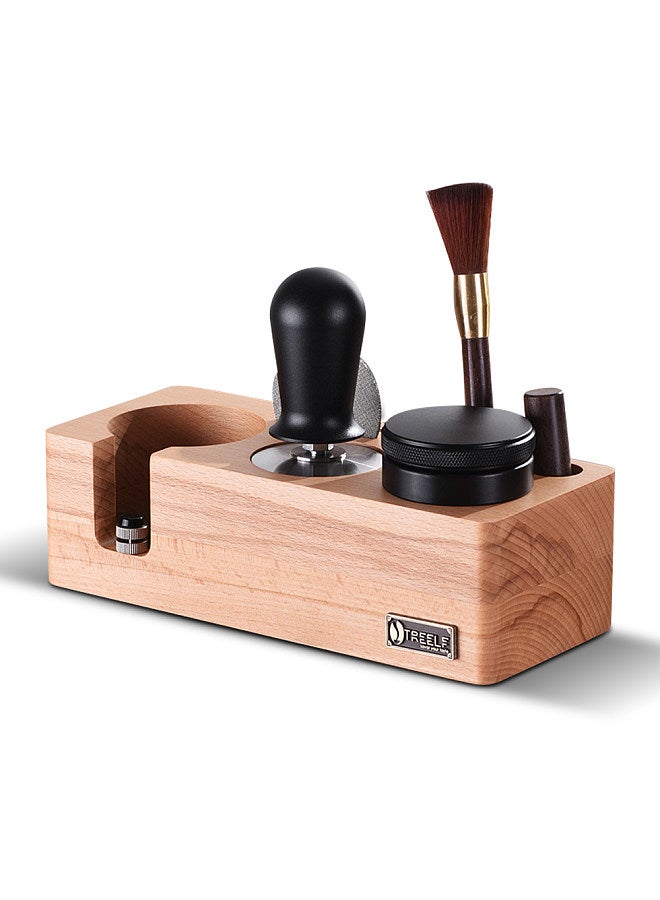 6 in 1 Espresso Accessories Kit Include Wooden Tamping Station Espresso Tamper Distributor Puck Screen Stirrer and Cleaning Brush