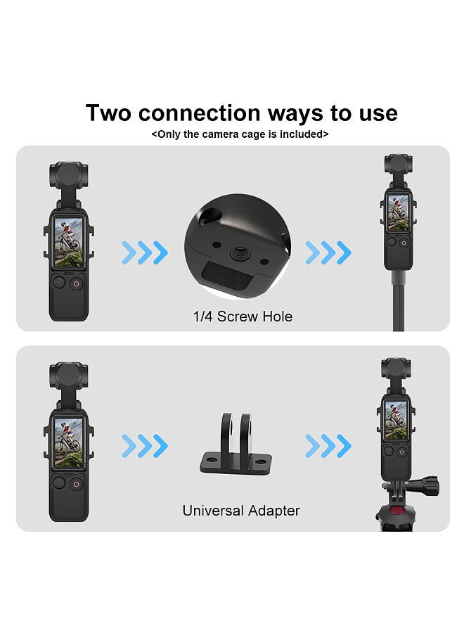 PU933B Panoramic Camera Video Cage Vlog Cage with Dual Cold Shoe Mounts Metal Protective Frame Camera Cage Vlog Accessories Replacement for DJI OSMO Pocket 3