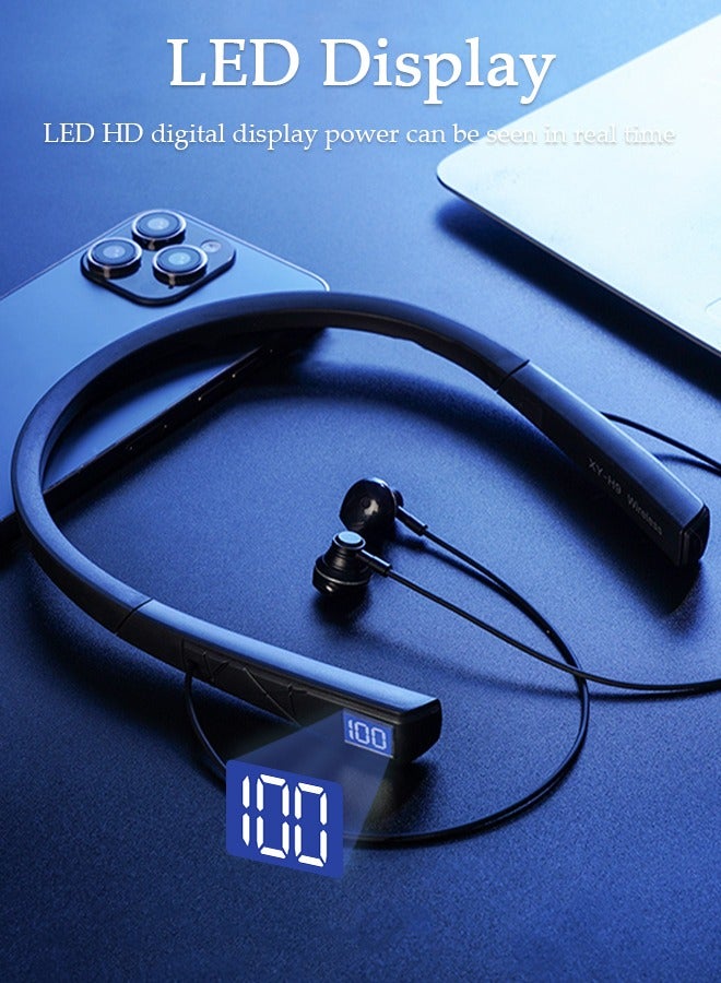 Wireless Neckband Headphones Bluetooth 5.0 Headphones for Phone Calls 200H Extra Long Playtime Wireless Stereo Neckband Earbuds Waterproof Earphones for IOS and Android