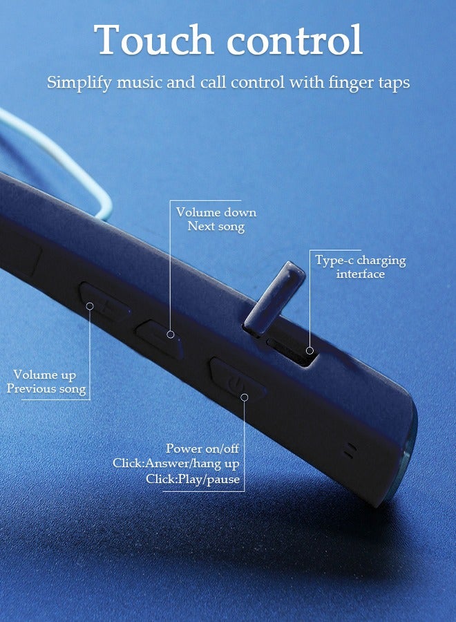 Wireless Neckband Headphones Bluetooth 5.0 Headphones for Phone Calls 200H Extra Long Playtime Wireless Stereo Neckband Earbuds Waterproof Earphones for IOS and Android
